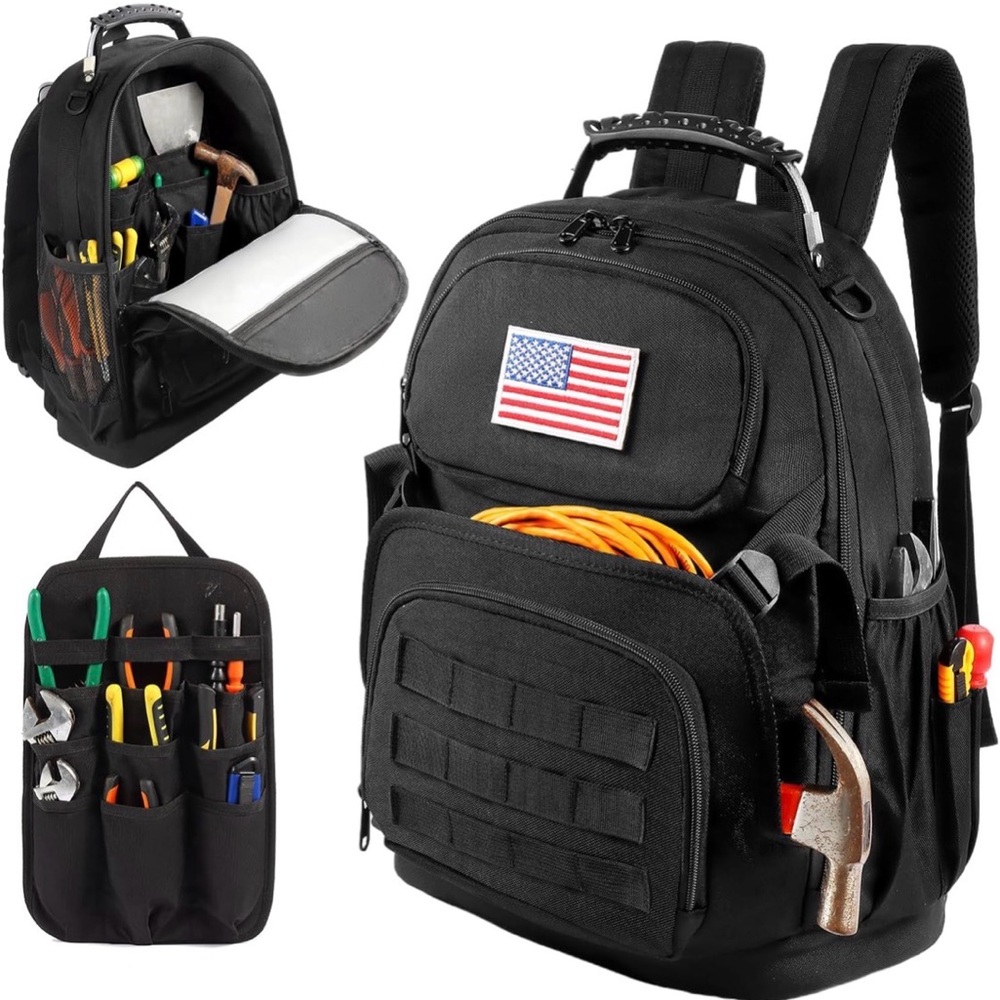 EcoVibe Tactical Tool Backpack Multiple Pocket Detachable Tool Pouch EUC